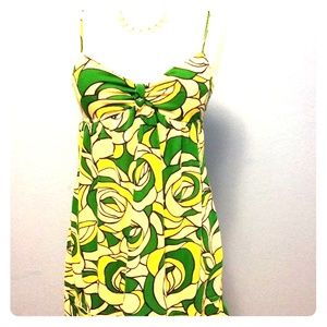 Green Yellow V-cut Dress